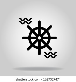 Logo or symbol of ship wheel icon with black fill style
