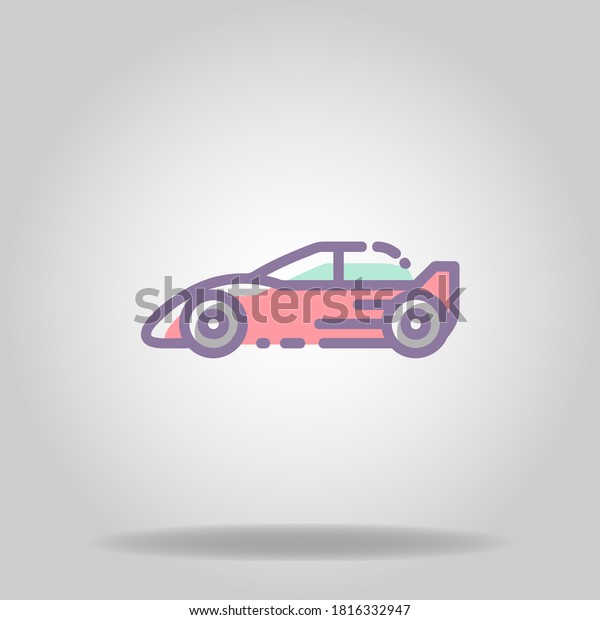 Logo or symbol of sport car icon with pastel
color style
