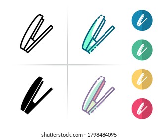 Logotipo o símbolo del icono del grapador con contorno, relleno negro, dos tonos y color de forma plana, vector modificable con cualquier color o tamaño que desee
