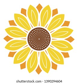 Logo and symbol of sunflower vector illustration in flat style