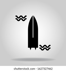 Logo or symbol of surf board icon with black fill style
