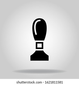 Logo or symbol of tamper icon with black fill style, use for espresso machine to make a coffee
