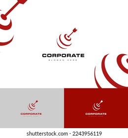 Logo Symbol Target Ball with Arrow Abstract with Red Color