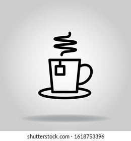 Logo or symbol of tea cup icon with black line style
