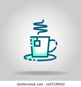 Logo or symbol of tea cup icon with two tone blue color style
