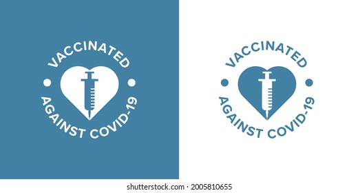 Logo symbol with text I got my covid-19 vaccine for vaccinated persons. Coronavirus vaccine campaign sticker. medical and health concepts