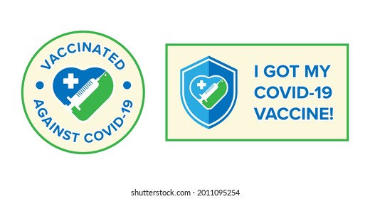 Banner Symbol mit Text Ich habe meinen Covid-19-Impfstoff für geimpfte Personen. Aufkleber für die Impfkampagne gegen Coronavirus. medizinische und gesundheitliche Konzepte
