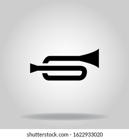 Logo or symbol of trumpet icon with black fill style
