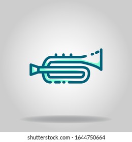 Logo or symbol of trumpet icon with two tone blue color style
