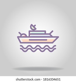 Logo or symbol of warship icon with twotone pastel color or flat style
