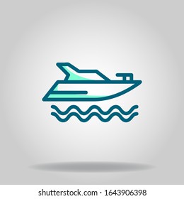 Logo or symbol of yacht icon with two tone blue color style
