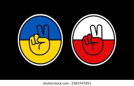 The logo symbolizing victory in the form of the flags of Ukraine and Poland. Sports and fan logo