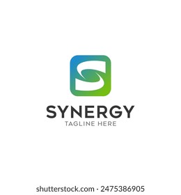 logo Synergy, the concept of two or more entities working together, The interlocking circles represent the coming together of diverse elements