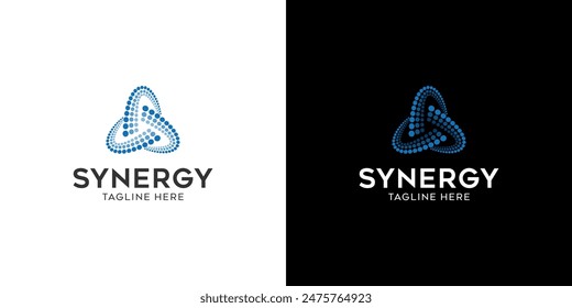 logo Synergy, the concept of two or more entities working together, The interlocking circles represent the coming together of diverse elements