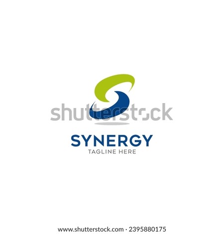 logo Synergy, the concept of two or more entities working together, The interlocking circles represent the coming together of diverse elements