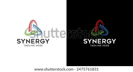 logo Synergy, the concept of two or more entities working together, The interlocking circles represent the coming together of diverse elements