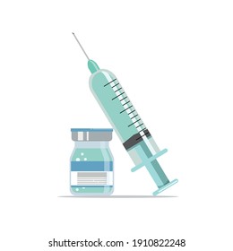logo syringe and vaccine,  Covid-19 coronavirus vaccine and treatment for covid-19.