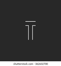 Logo T letter monogram mockup, simple line style symbol, hipster black and white minimalism geometric shape