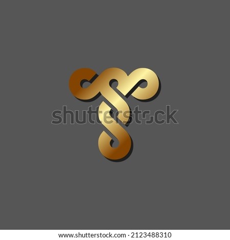 The logo is a T and S monogram. TSS or SST. Elegant and gold.