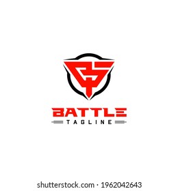 logo of tactical, military, or gym training, battle sport, battle team, bullet and scope, monogram BP