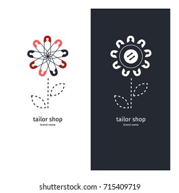 Logo for tailor shop, logotype of the pins, sign for atelier.