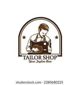 logo tailor shop vector template illustration