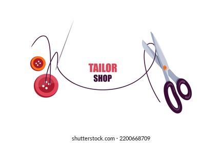 The logo of the tailor's workshop.A design template for a sewing workshop, a fashion designer's studio, a tailoring studio.
