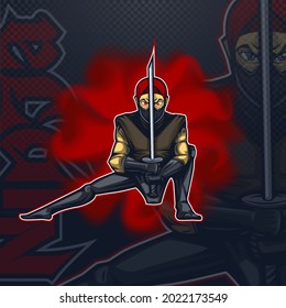 Logo talisman Ninja in combat position e sport team.