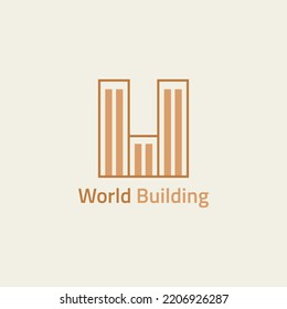 Logo of a tall building that forms a letter.