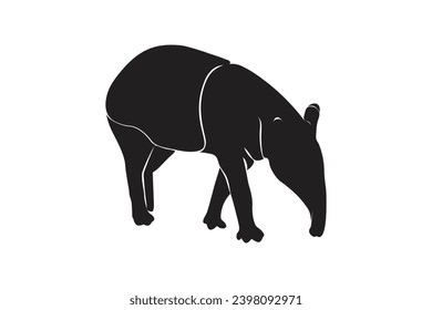 Logo Tapir silhouettes, Tapir vector, Tapir animal bundle. Image For Animals Design