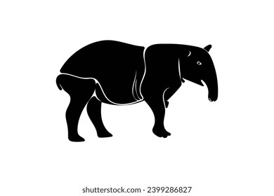 Logo Tapir silhouettes, Tapir vector, Tapir animal bundle. Image For Animals Design