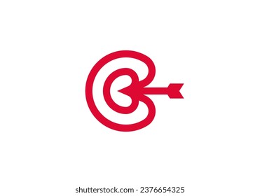 Flecha de objetivo con logotipo en círculo de mezcla, Plantilla de logotipo minimalista y moderna Premium. FIle editable