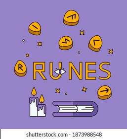 Logo for a tarot reader, runes, print for souvenirs, a set of drawings about tarot card. Fortune telling on tarot cards, fortuneteller, witch, female hand, magic, occultism, prediction, esoteric