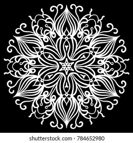 logo, tattoo, laser cutting, furniture decor, ornament for clothes, ethnic pattern, mandala for meditation, relaxation, coloring for adults
