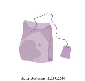 Logo del bolso de té para la elaboración de una sola vez. Iconos dibujados a mano del tiempo de té, elemento colorido aislado vectorial.