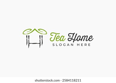 logo tea home design vector inspiration. creative tea home icon logo business vector design template with bruh art, lien art, and unique styles. pictogram tea house logo business design vector ideas