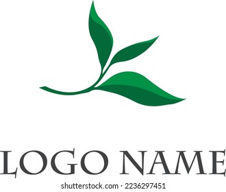 El logo con hojas de té, puede ser usado para el té y cosas simbólicas y naturales