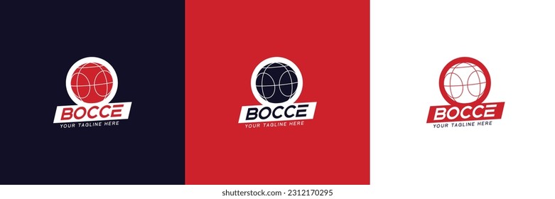 Logo Team Bocce Set. Combination of Bocce Ball with Bocce Writing Emblem.