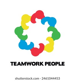 Logo teamwork colorful people stock vector isolated on white background.