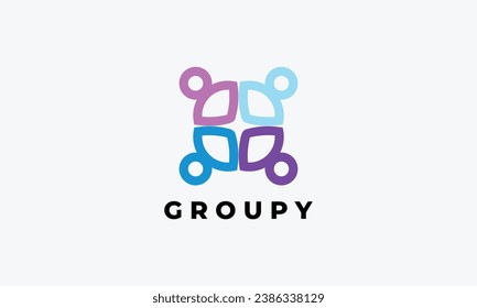 Logo teamwork for support team connection link organization