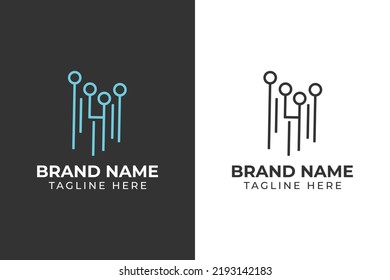 logo tech simple blue connection template design 