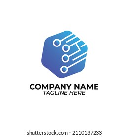 Tecnologías de logotipos con gradiente azul perfecto para la tecnología del logotipo