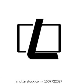 logo technology design concept, logo display monitor with letter L, isolated logo design.