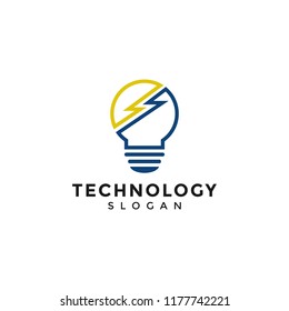logo technology light bulb line vector logo template art concept of the concept of electrical energy ecological power company ,electricity