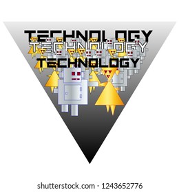 logo technology typographic robots go in pairs stylized