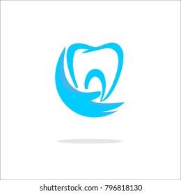 logo of the teeth and hands that protect it. simple. vector.