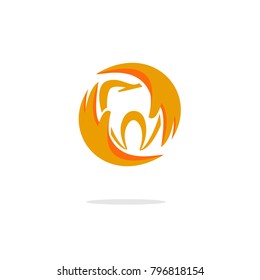 logo of the teeth and hands that protect it. simple. vector.