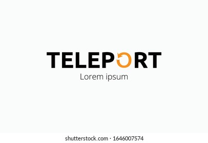 Logo - teleport, letter O in arrow shape, cycle. Teleportation with letter O