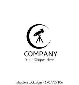 logo telescope with the moon, can be used as logo or brand