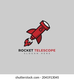 telescopio de logotipo con cohete, puede utilizarse como logotipo o marca